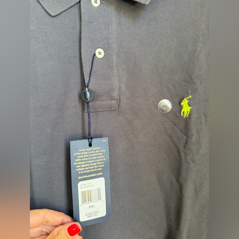 Polo by Ralph Lauren Charcoal Gray Polo 100% Cotton NWT Preppy Luxury Classic - Picture 7 of 7